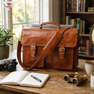 Leather Briefcase for Men   15.6  Laptop Crossbody Messenger Bag, Business Work