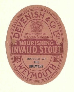 VINTAGE BEER BOTTLE LABEL INVALID STOUT DEVENISH & CO. WEYMOUTH DORSET.