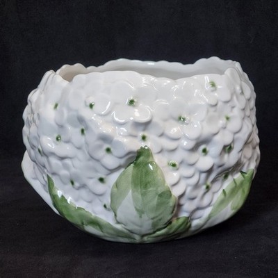 NEW Safaril Vintage Hydrangea Porcelain Planter Floral Large Bowl Portugal 1970s