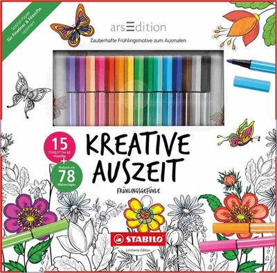 STABILO arsEdition Kreative Auszeit 15*PEN 68 Filzstifte + Malbuch in OVP