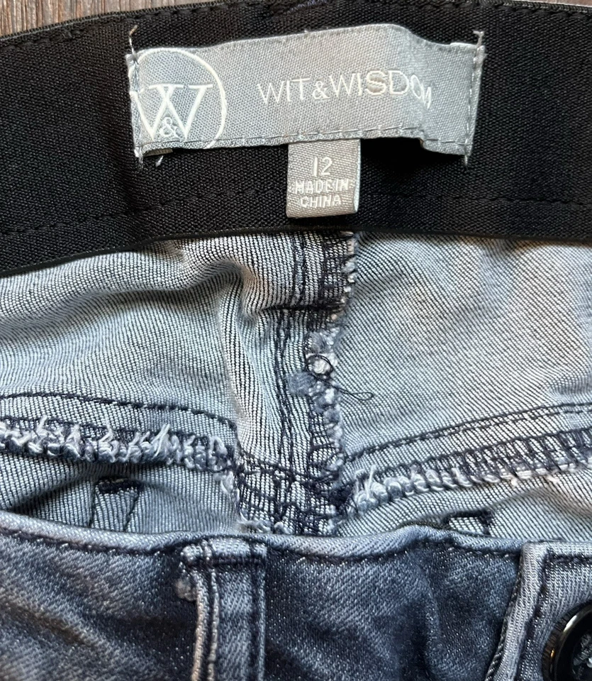 Pantalones de mezclilla para mujer Wit & Wisdom azules con rayas laterales negras - 12 Foto 3 de 4