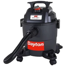 Dayton 61Hv78 Portable Wet/Dry Vacuum, 4 Gal Tank, Plastic, 1 1/4 In Vacuum
