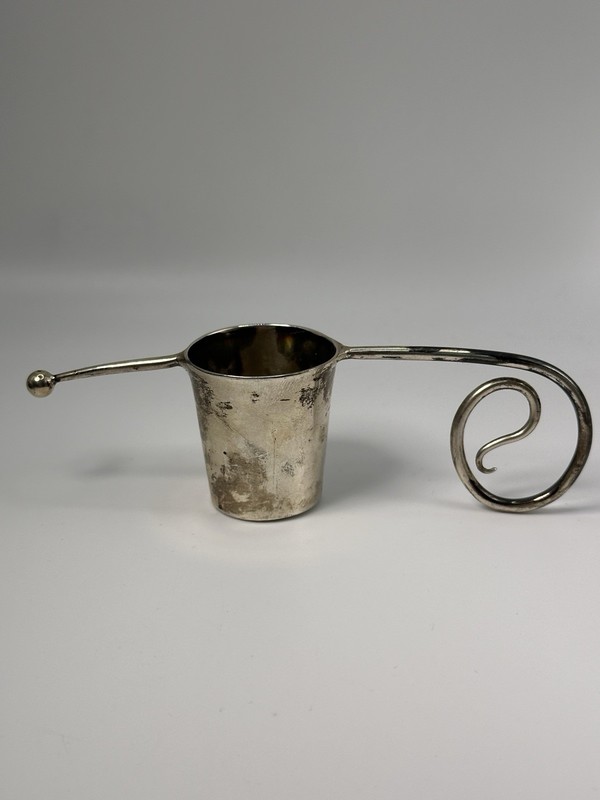 Antique Sterling Silver Spirit Warmer Tasting Cup Hand Wrought, 44.8g
