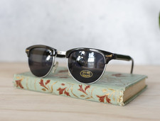 Vintage 1990s Y2K Cat Eye Style Sunglasses NOS Preppy Academia Retro Browline