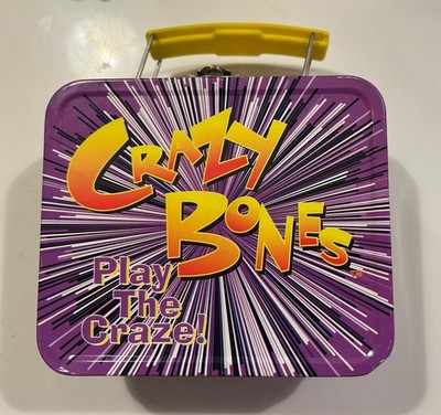 Vintage Crazy Bones Mini Collector Lunch box Tin Storage Play the Craze Toy DENT