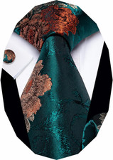 Paisley Tie Sets Floral Necktie Handkerchief Cufflinks Set Silk Woven Ties Busin