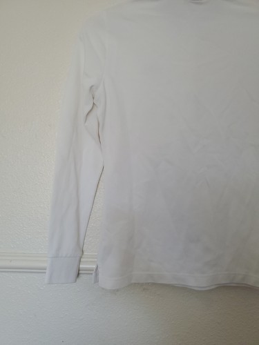 Louis Castel Womens Sz 90 XS Long Sleeve Golf Sweater Shirt White Gray Collar - Picture 8 of 17