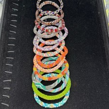 14 Nepal beaded roll on bracelets all colors rainbow artisan