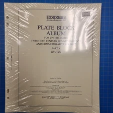 SCOTT PLATE BLOCK ALBUM FOR US 20TH CENTURY COMM & AIR POSTS- PART V- '73-79