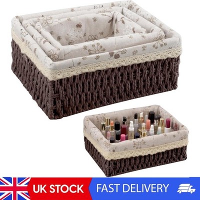 3 Stück geflochtene Aufbewahrungskörbe, Natur geflochtener Korb Boho geflochtene Körbe für