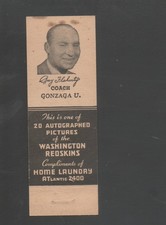 1941 Washington Redskins Football Matchcover #9 Ray Flaherty-Washington Redskins