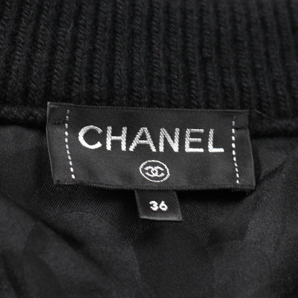 CHANEL COCO Mark Blouson Jacket Acrylic Alpaca Black White Used Women size 36 - Image 3 of 4