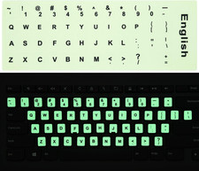 2PCS Pack Universal English Keyboard Stickers Glow in the Dark, Keyboard Letters
