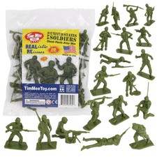 Tim Mee Toy Plastic Army Men - 28pc OD Green Up to 2.5 inches tall, Od