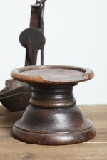 EXTREMELY RARE 18TH C. TIDY FAT BETTY LAMP STAND DIMINUTIVE LATHE TURNED PATINA