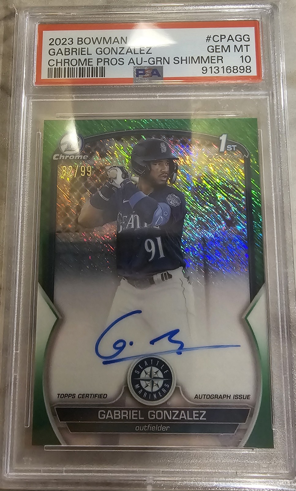 Gabriel Gonzalez 2023 Bowman Chrome Rookie AUTO "Green Refractor #/99" - PSA 10