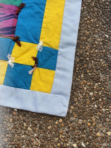 Vintage Quilt Handmade Full Size Colorful Checkerboard 86x75 Original Owner - Picture 5 of 7