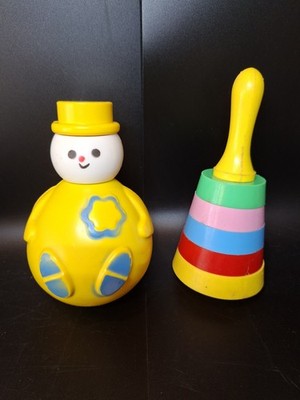 Vintage Combex 'Roly Poly' and Merit' Ring A Bell' Stapelspielzeug Requisiten 60er/70er
