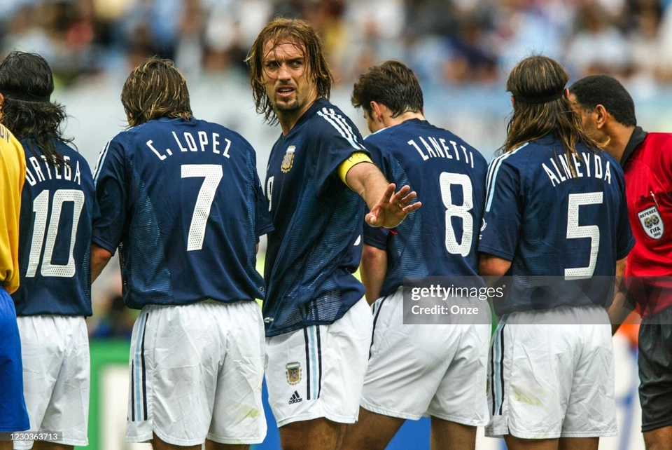 ORTEGA camiseta auténtica azul marino Adidas Mundial Corea Japón 2002 ARGENTINA - Imagen 2 de 4