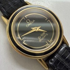 OMEGA De Ville cal.1387 Gold Black Dial Push-button Quartz Ladies Watch