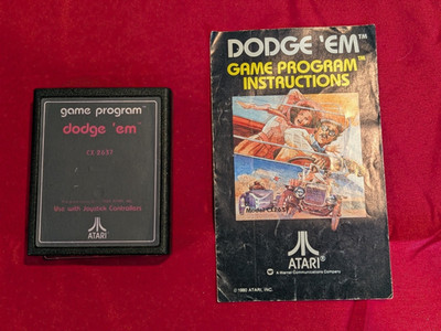 1980 Dodge 'Em Game Cartridge and Manual for Atari 2600 CX-2637 Tested