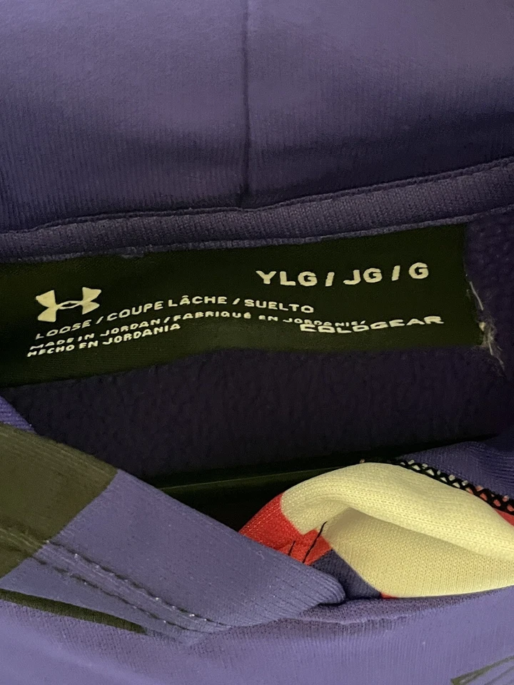 Under Armour ColdGear Niños Jóvenes Sudadera con Capucha Grande Logotipo Desequilibrado Púrpura Rosa Foto 4 de 4