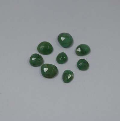 5.9 Ct 5.5x5.5-6.5x7.5  MM Natural Green Emerald Rose Cut 8 Piece Lot