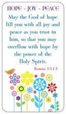 15 Christian Prayer Cards - HOPE JOY PEACE - Bible Scripture Verse Romans 15:13