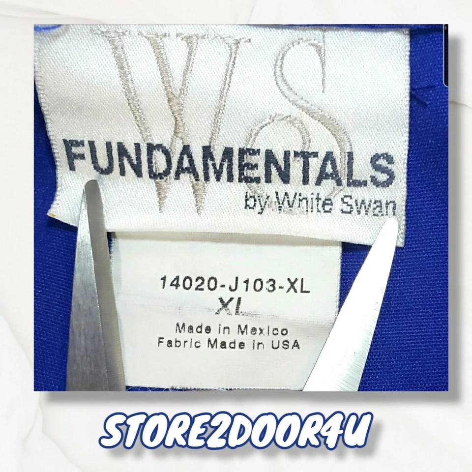 White Swan Fundamental Royal Blue Pull-on Drawstring Scrub Pants Womens Size XL - Image 3 of 4