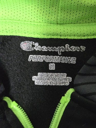 Champion Hoodie Jacket Youth Medium Full Zip Sweatshirt Gray Green Black Unisex - Picture 3 of 5