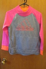 Adidas Girl's Sweatshirt Large 12-14 Embroidered Logo Thumbholes Pink