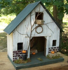 Barn, Fall Barn, Lighted House, Pumpkins, Primitive Birdhouse, Fall Decor , Fall