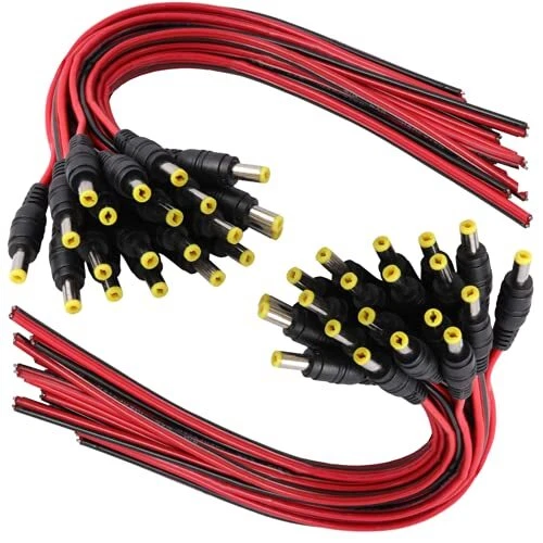 DC Power Pigtail Cable Plug 18AWG 2.1mm x 5.5mm 12V 5A Male Connector Pack Lot - Image 2 of 4