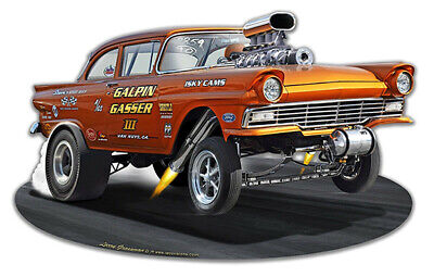 1957 FORD DRAG RACING GASSER Metal Sign by Larry Grossman