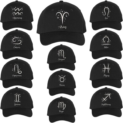 Zodiac Baseball Hat Embroidered Unisex with 12 Astrology Signs Adjustable Caps