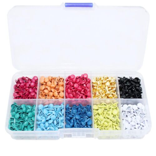 500pcs 10Colors 5 * 8mm Mini Brads Paper Fasteners Brads Metal Round Brads fo...