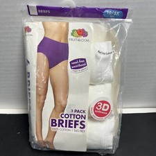 Women's Fruit of the Loom Cotton Briefs 3-Pack 2015 White Size 10/3X 3EG