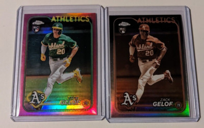 2024 Topps Chrome #282 Zack Gelof (RC) Lot Of 2 Pink & Sepia Refractor - A s