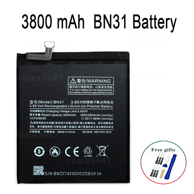 Replacement Xiaomi Redmi Note 5A Pro Prime BN31 Battery Tools USA