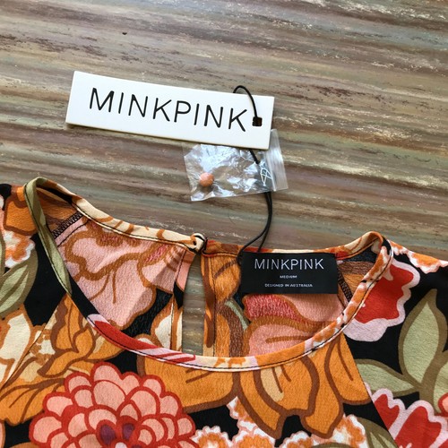 Minkpink Rey Raglan Sleeve Mini Dress Multi Floral Print w/ Tie Belt NWT Medium - Picture 6 of 8