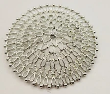 Sarah Coventry Flower Brooch Silver Tone Openwork Large CIRCLE Art Deco Pin