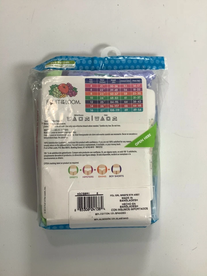 Pack de 5 calzoncillos verdes morados Fruit Of The Loom para niñas talla 8 ¡NUEVOS! Foto 2 de 2