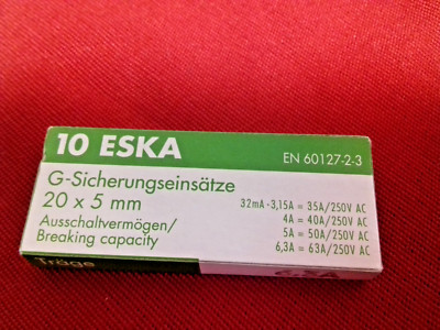 6,3A-T FEINSICHERUNG 5X20 mm,  Inhalt:10 Stück -ROHS-KONFORM-