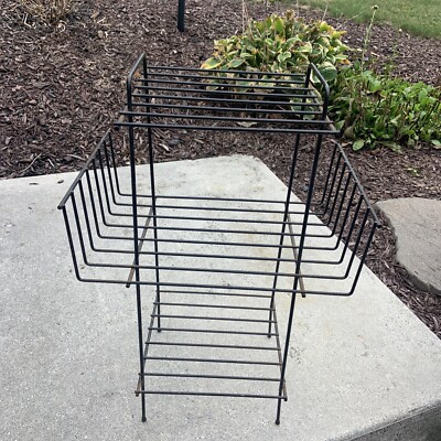 Vtg Mid Century Modern 3 Tier Wire Metal Plant Stand or Magazine Shelf  10x7x23 | eBay