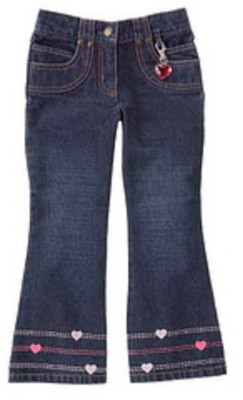 NEW Gymboree TRES CHIC * SZ 10 PLUS * Hearts DENIM Jeans ADJUSTABLE WAIST & Clip