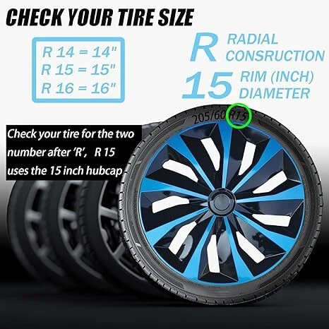 Cubiertas de cubo de rueda de 4 piezas para llanta R15, tapacubos de neumático de 15" para Smart Fortwo Foto 2 de 4