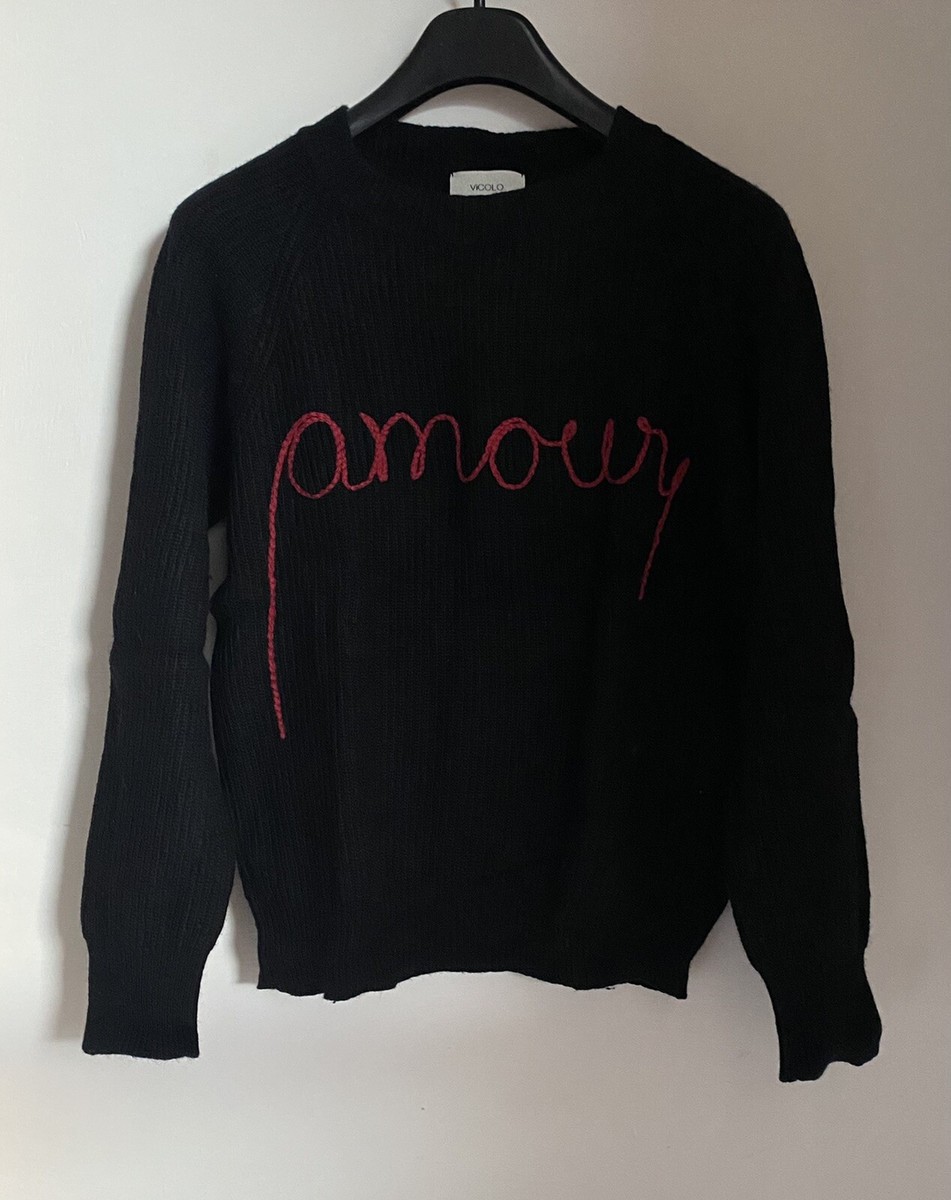 Vicolo Maglioncino Con Scritta Amore Maglione Vicolo Nero AMOUR