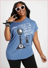 DUBGEE by WHOOPI women t-shirt tee 9006-C cobalt blue modal cotton sz L $98