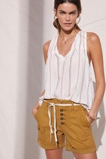 Anthropologie Embroidered Lace Sleeveless Tie Knot Ivory Blouse Top NWT XS