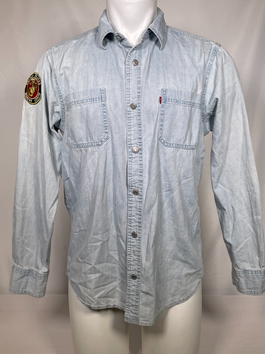 Levi’s US Marine Corps USMC Denim Button Up Shirt Red Tab Men's MEDIUM